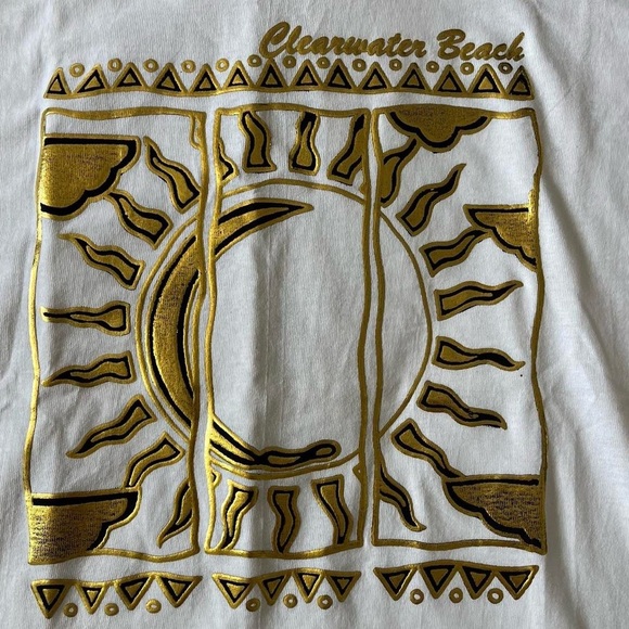 white and gold graphic t-shirt. Sun and moon design #sunshirts #sun #anaheim - Picture 2 of 7